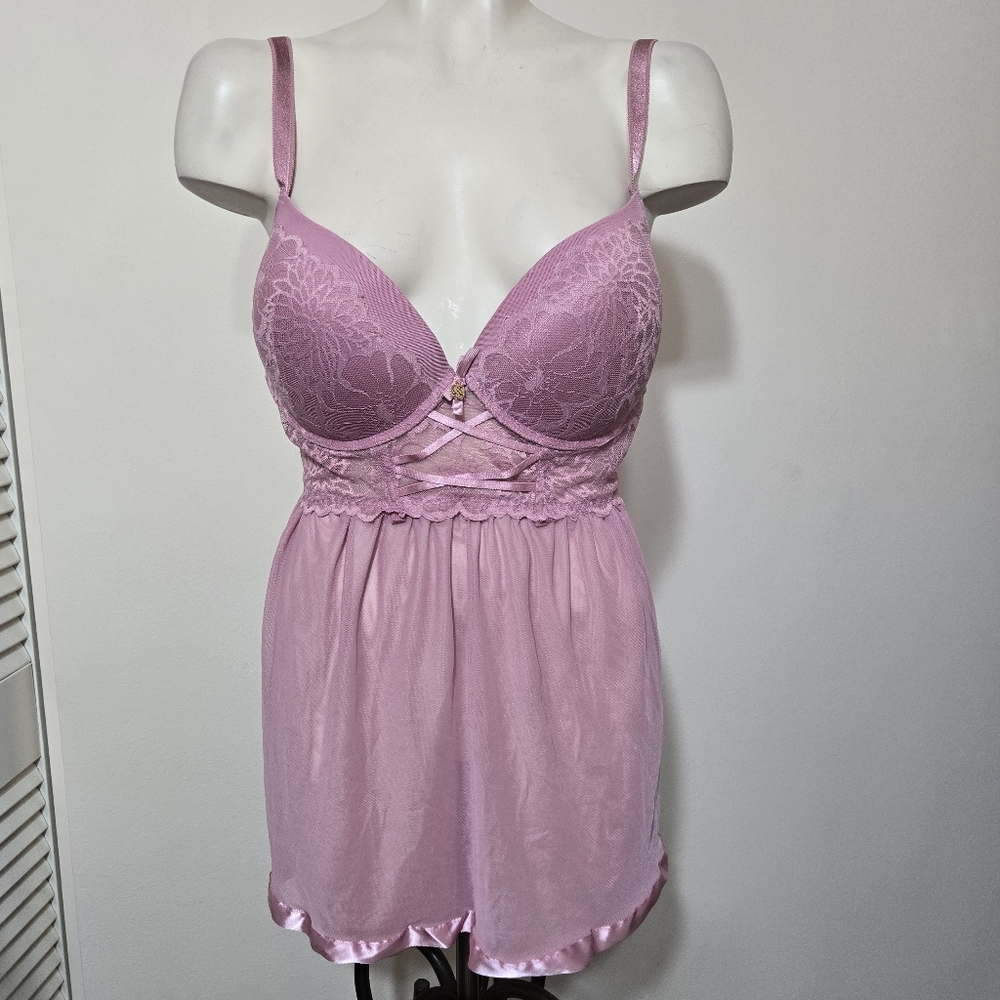 Pink mauve Daisy Fuentes babydoll nightie